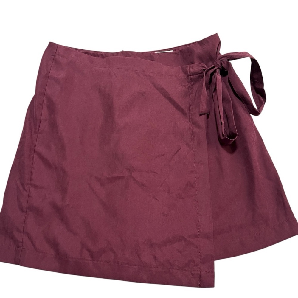 Burgundy Faux Suede Wrap mini Skirt Size Medium The Impeccable Pig College Fall